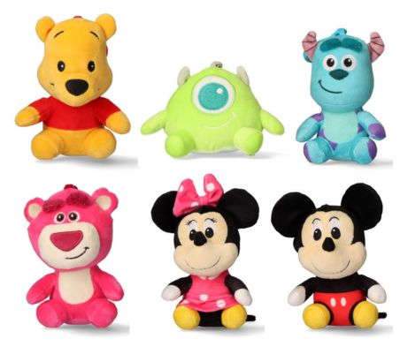 (Mis 0) DISNEY Portachiavi Peluche 12cm c/Bagclip 6ass…x24